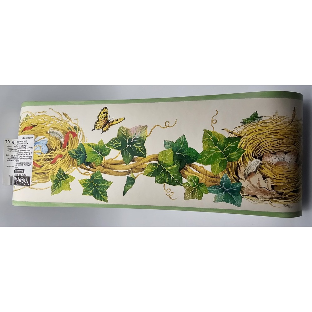 Vintage YORK Brand Prepasted Decorative Wall Border Bird Nest Ivy Butterfly Lot‎